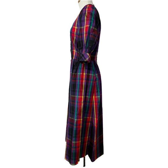 Vintage R & K Originals Union Tag Taffeta Plaid Dress Size 12 Purple Red Holiday - Picture 3 of 15